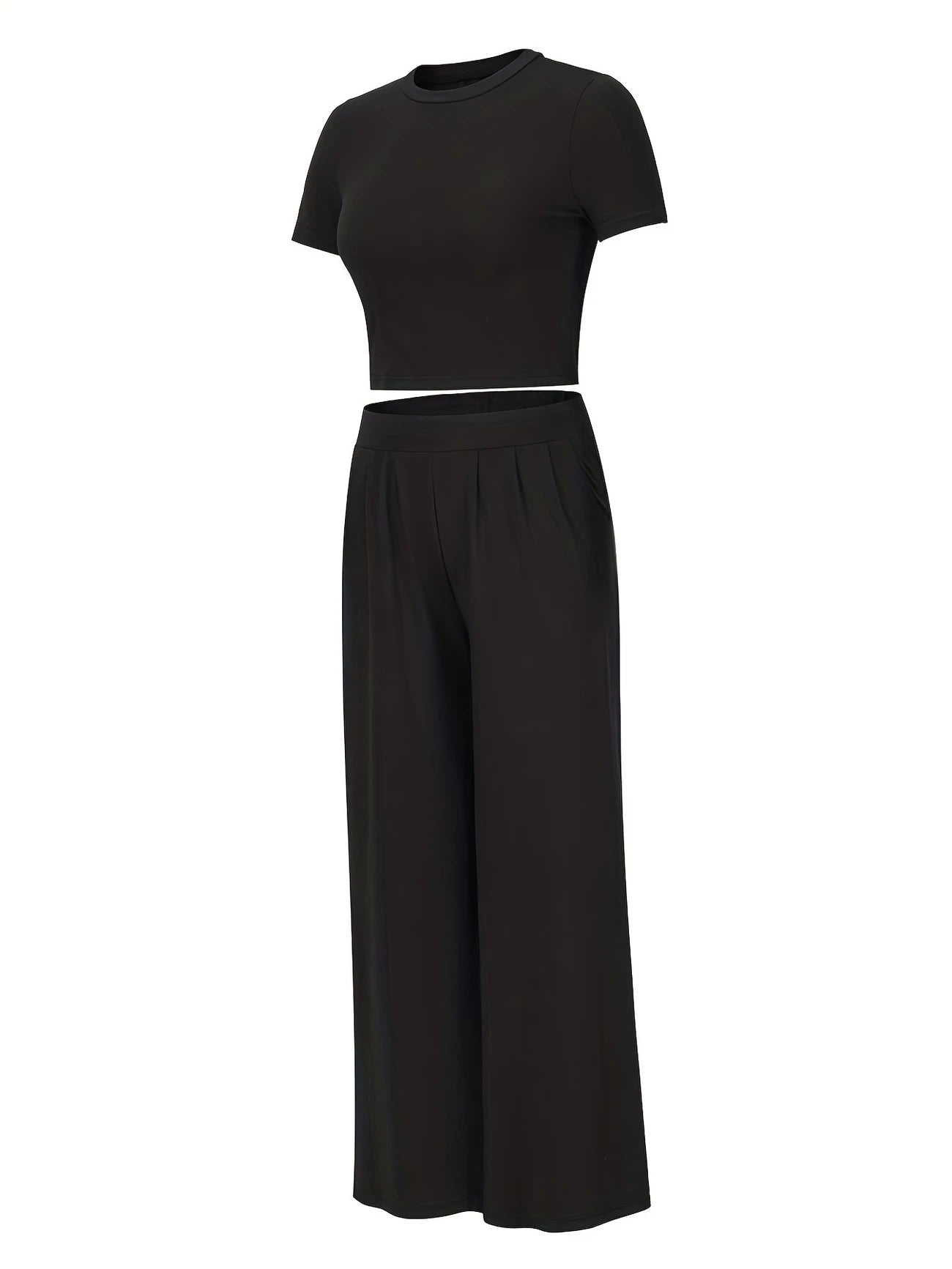 The Effortless Ensemble: Korte Mouwen T-shirt & Broek Tweedelige Set -Ninaz